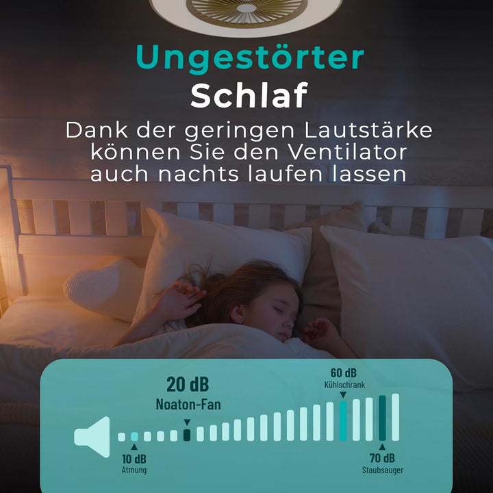 Noaton Deckenventilator mit Beleuchtung 11056CR Vega, LED Dimmbar max 40 W, 3 Farbtemperaturen, Fern