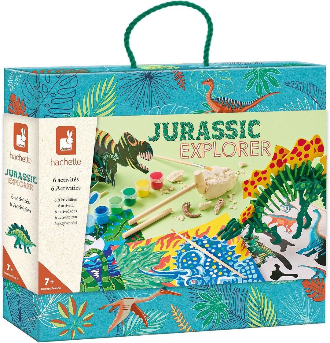 Janod - Dino-Forscher - Entdecker-Koffer - Kreativset - 6 Verschiedene Aktivitäten - Basteln für Kin