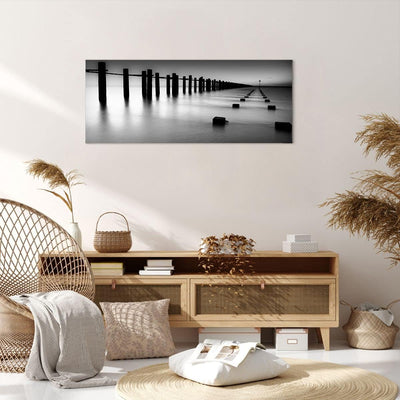 Panorama Bilder auf Leinwand 100x40cm Leinwandbild Meer Ufer Ozean Horizont Gross Wanddeko Bild Schl