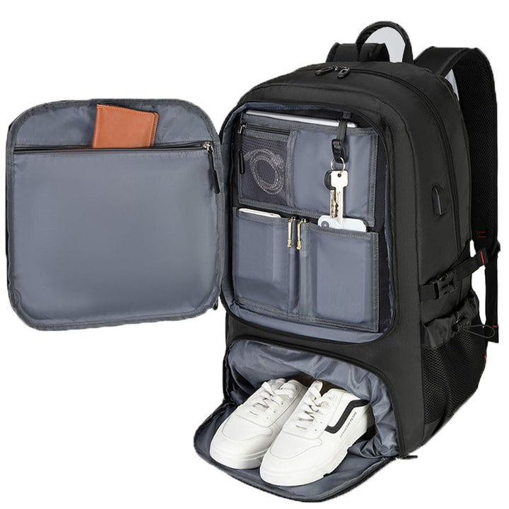 60L 80L Gross Reiserucksack Herren,Erweiterbar Handgepäck Rucksack,Wasserdichter 17-Zoll Laptoptasch