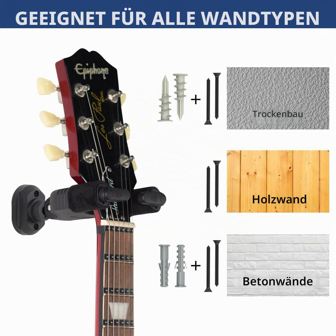 AUPHY Gitarrenhalter für die wand,Gitarrenhaken, selbsthemmende Funktion, geeignet für alle Arten vo