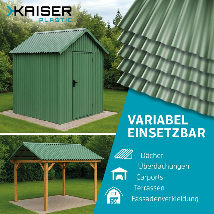KAISER plastic® Wellplatten grün | Wellplatten Dach, Welldach Kunststoff | Dachplatten wetterfest |