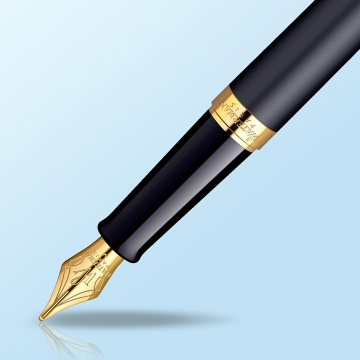 Waterman Hémisphère Füller | Mattschwarz mit Zierteile aus 23 K Gold | Füllfederhalter mit feiner Fe