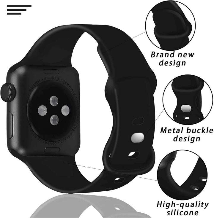TopPerfekt Silikon-Armband kompatibel mit Apple Watch Armband 38 mm 40 mm 41mm 42mm 44mm 45mm, Silik