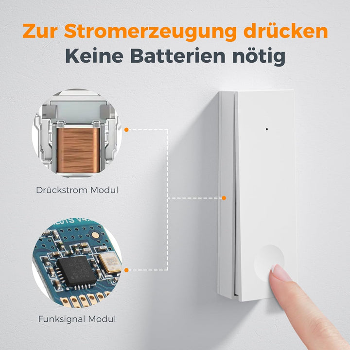 TESSAN Kabellose Türklingel Batterielose, Türklingel Funk mit EU Steckdose, Wasserdicht Klingel Funk