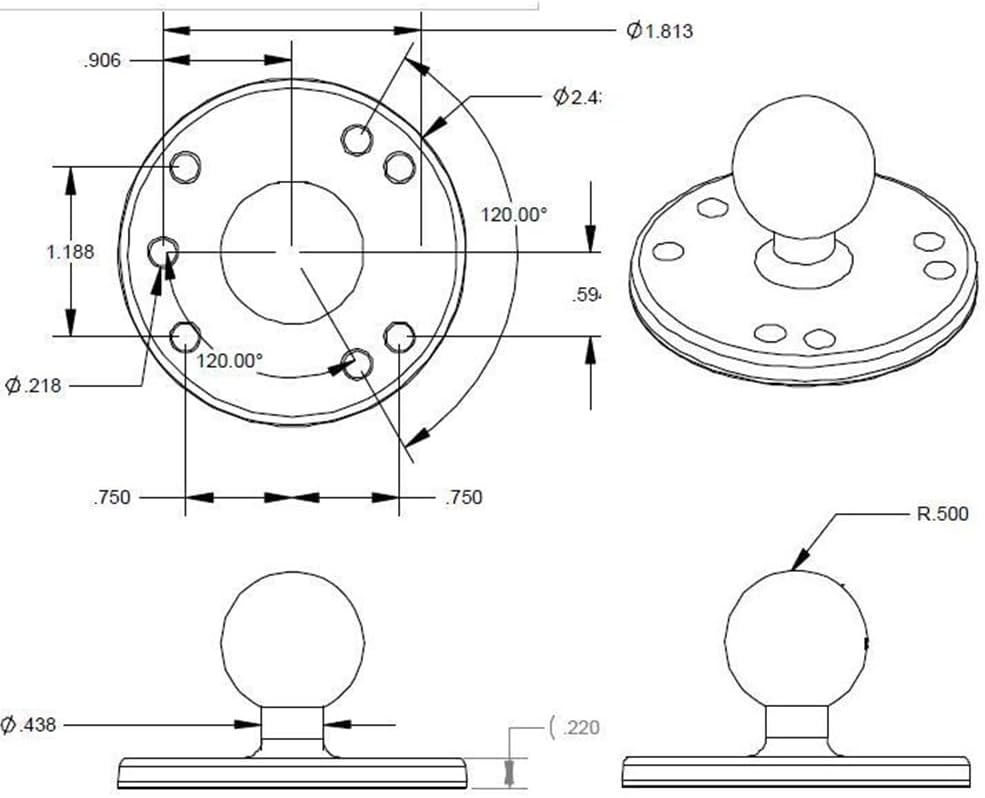 Ram Mount, Ram-B-202U Halterungsset, Kugelkopf (68 g)