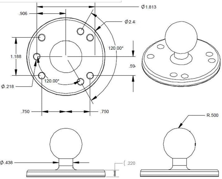 Ram Mount, Ram-B-202U Halterungsset, Kugelkopf (68 g)