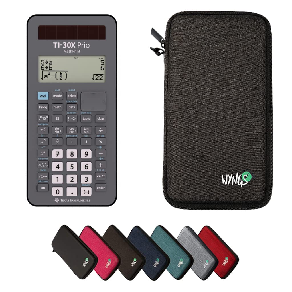 CALCUSO Sparpaket: TI-30X Prio MathPrint + WYNGS Schutztasche dunkelgrau + Erweiterte Garantie von C
