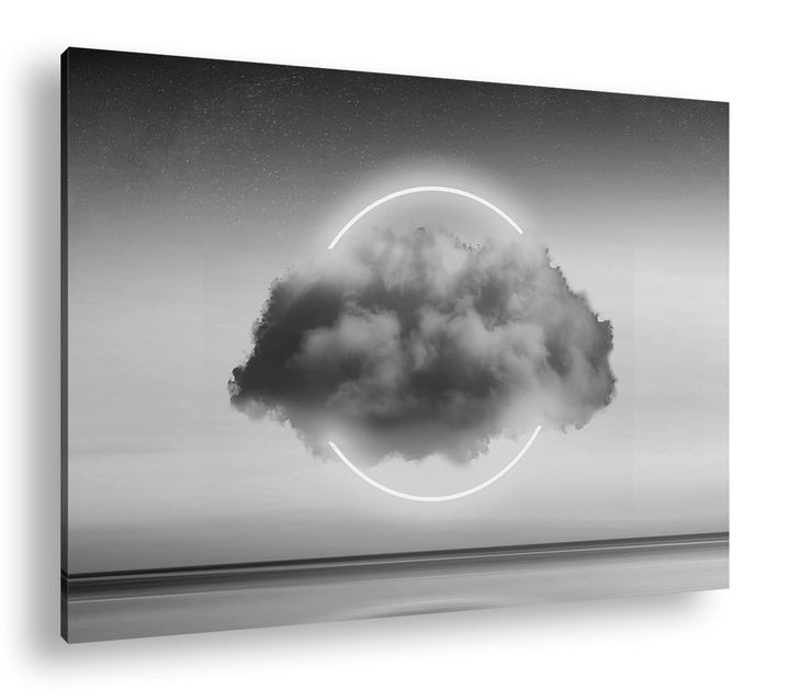 deyoli Kreis Wolken Logo Format: 80x60 Effekt: Schwarz&Weiss als Leinwandbild, Motiv fertig gerahmt
