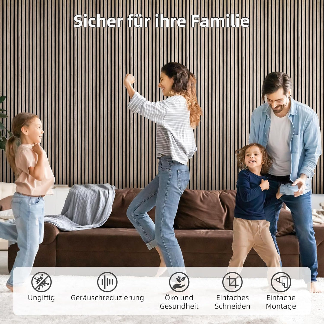 JAMELO Akustikpaneele Holz Furnier | 2,88m² - 120cm x 240cm* Set - (Set = 4 Stück 120cm x 60cm) | Fa