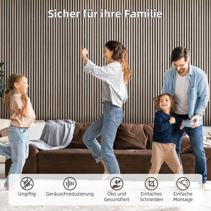 JAMELO Akustikpaneele Holz Furnier | 2,88m² - 120cm x 240cm* Set - (Set = 4 Stück 120cm x 60cm) | Fa