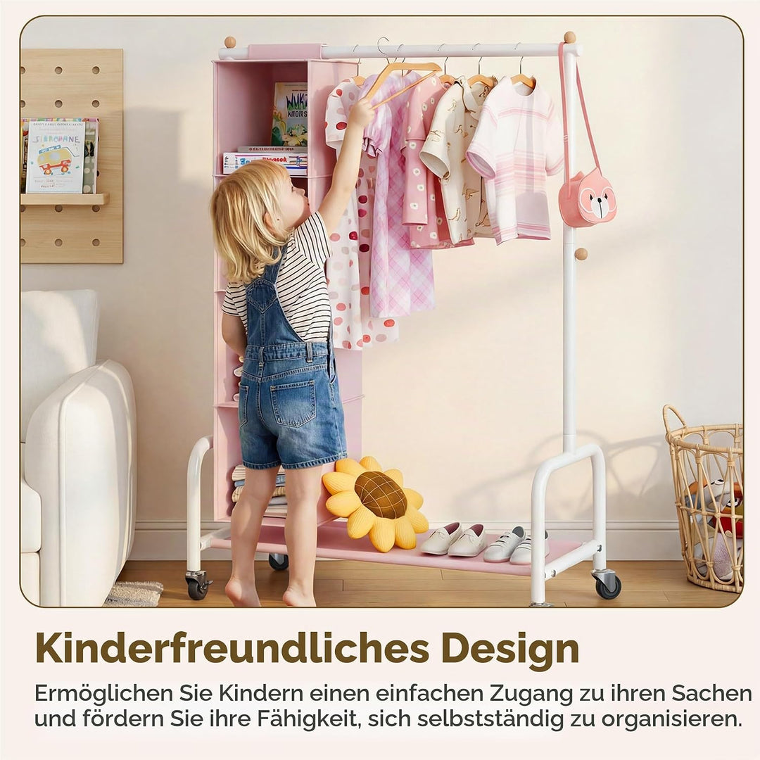 GRANNY SAYS Kinderkleiderstange mit hängendem Organizer, Kinderkleiderstange mit Rollen, Kleiderstän