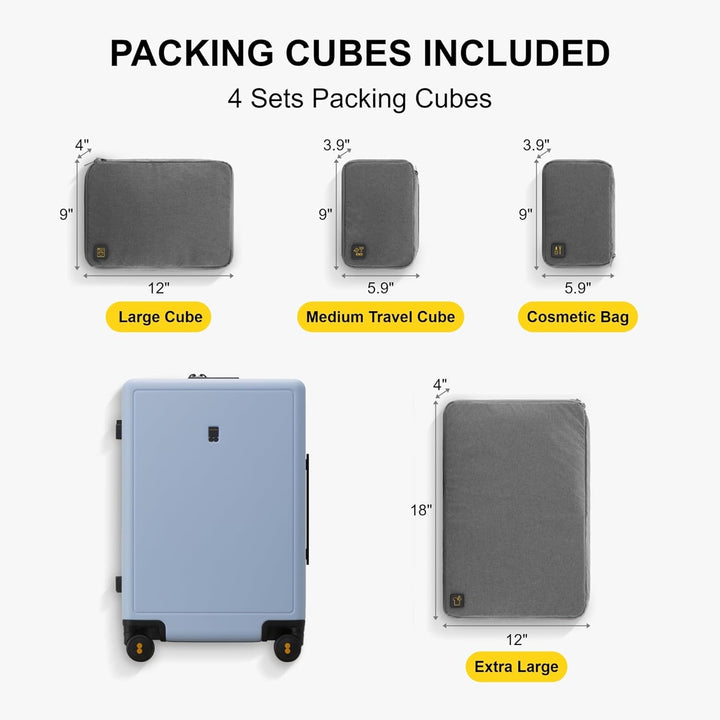 LEVEL8 Koffer Trolleys handgepäck Leichtgewicht 100% PC mit Organizer Set 4-teilig TSA Zahlenschloss