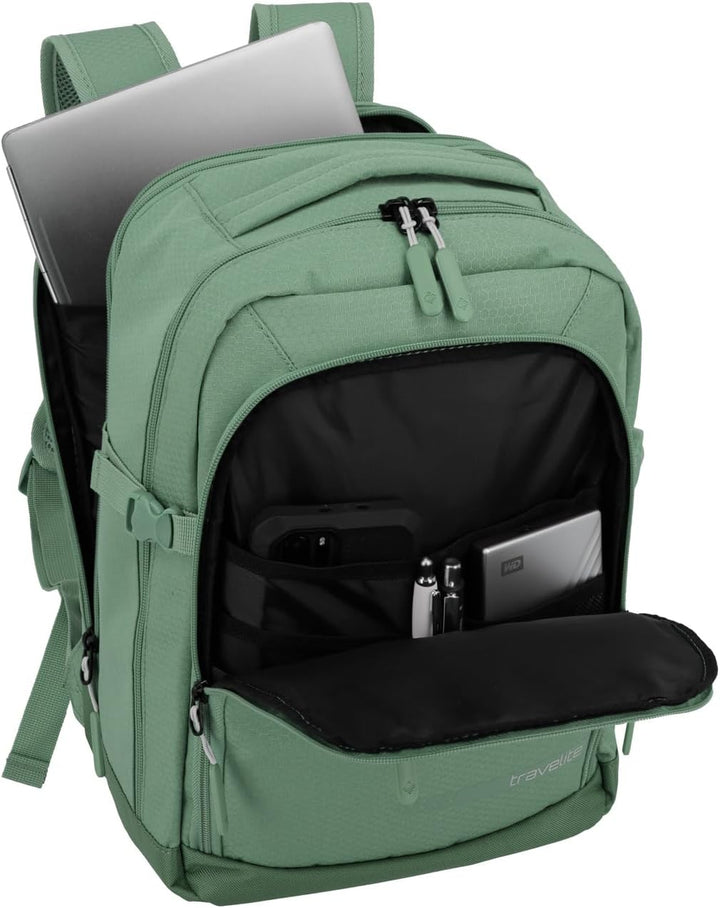 Travelite Handgepäck Rucksack, RyanAir Masse, KICK OFF, Laptop Rucksack 13 Zoll, Praktischer Rucksac