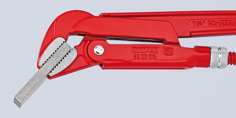 KNIPEX Rohrzange 45 Grad abgewinkeltes Maul, Chrom-Vanadium, rot pulverbeschichtet, 430 mm, 83 20 01