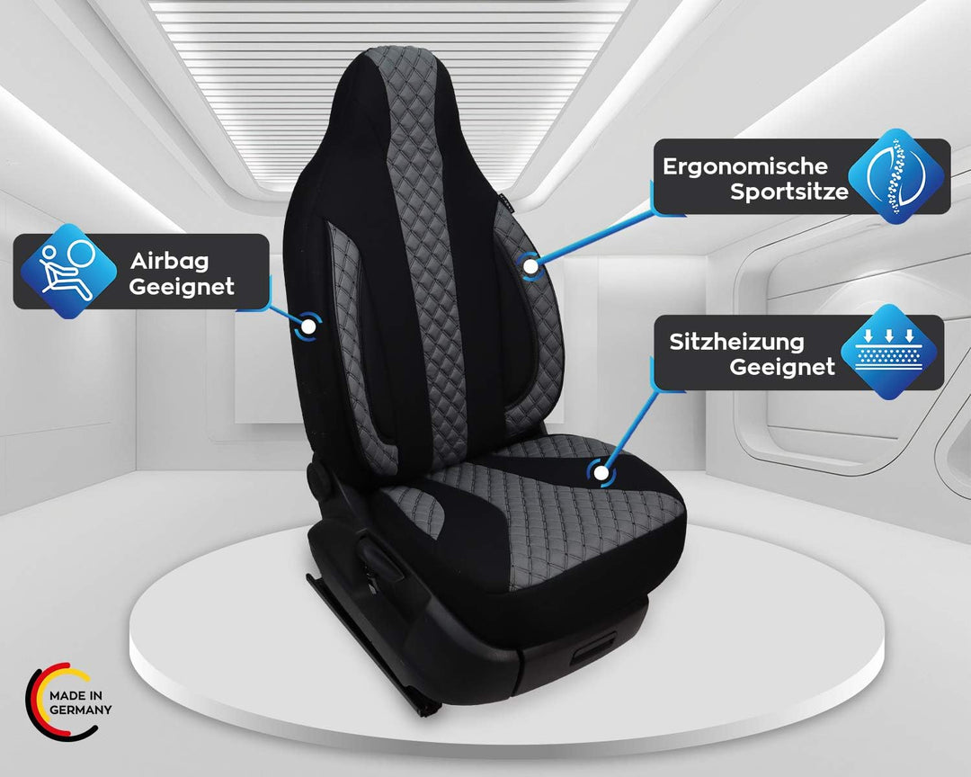 BREMER SITZBEZÜGE Mass Piloten Auto Schonbezüge kompatibel mit Dacia Spring Fahrer & Beifahrer ab 20