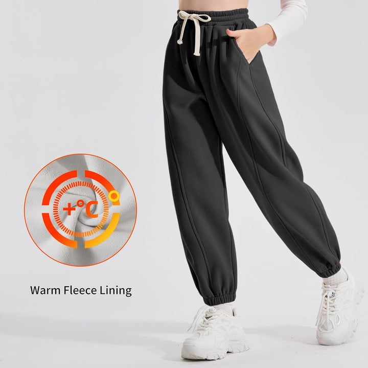 Rolanko Jogging Hose für Mädchen, Baumwoll Fleece Sport Joggers Trainingsanzug mit Mehreren Taschen