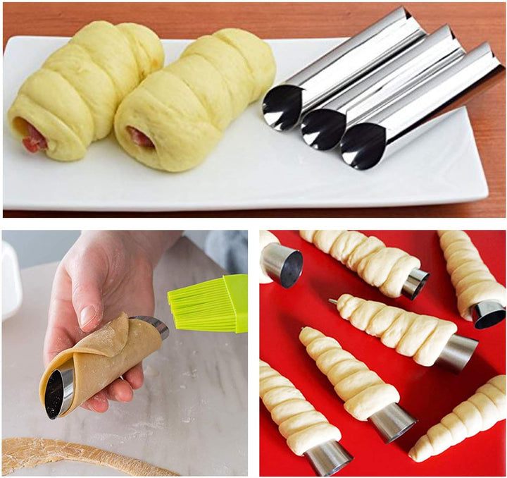 Woohome 41 Stück Cannoli Backform Set, Backen Edelstahl Rolle Horn Formen Konische Dänische Gebäck C
