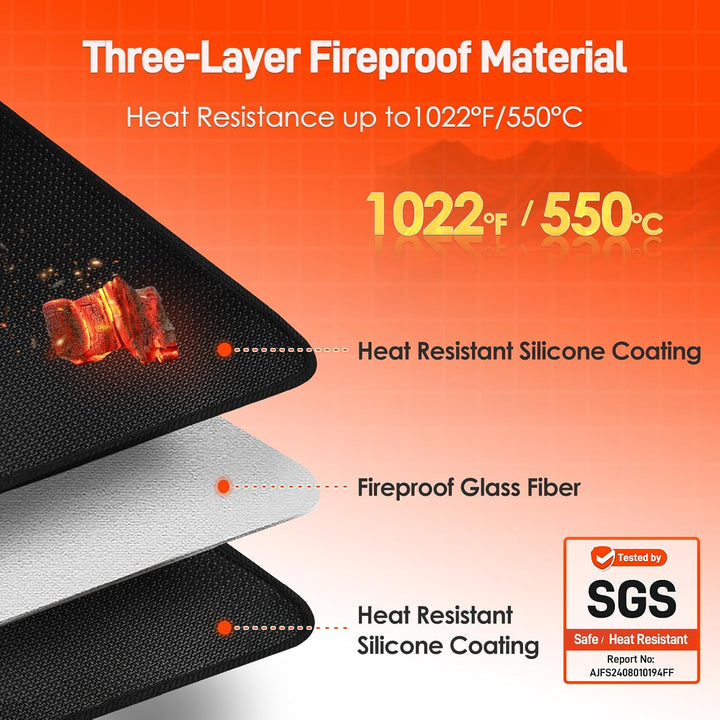 Khongoo Hitzebeständige Unterlage 40 x 45cm-1mm, Hitzeschutzmatte für Luftfritteuse, Feuerfeste Unte