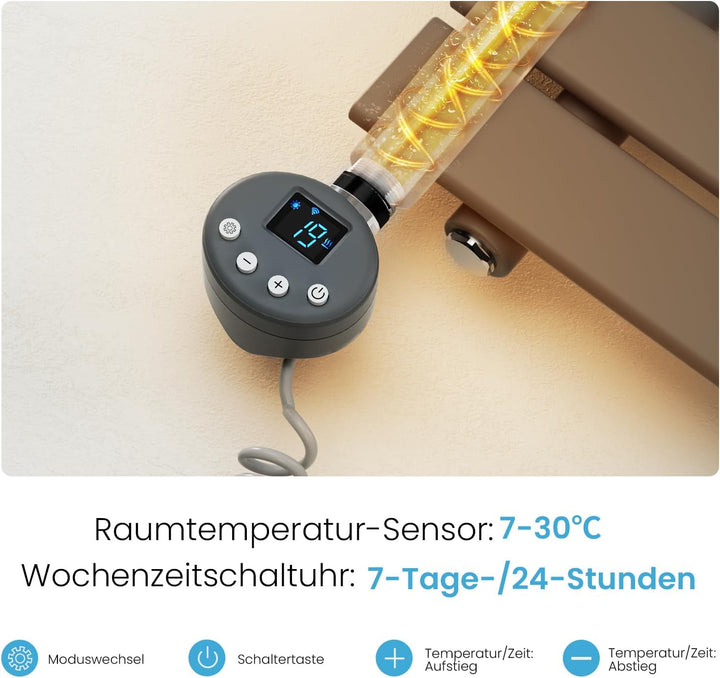 Heilmetz Badheizkörper Elektrisch Heizkörper Bad mit WiFi Digitalem Thermostat Handtuchheizkörper mi