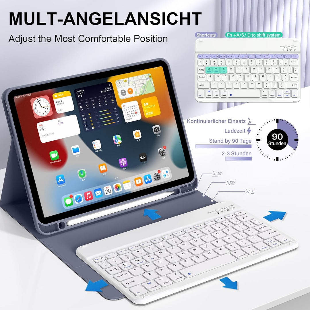 Tastatur Hülle für iPad Air 11 Zoll M3/M2 (2025/2024), iPad Air 5./4. Generation 2022/2020 10,9 Zoll