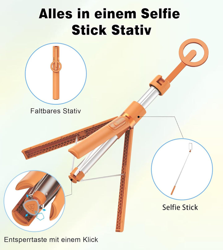 TONEOF 173cm Magnetisches Selfie Stick Stativ, Stark Magnetischer Aluminium Halter für Magsafe, 360°