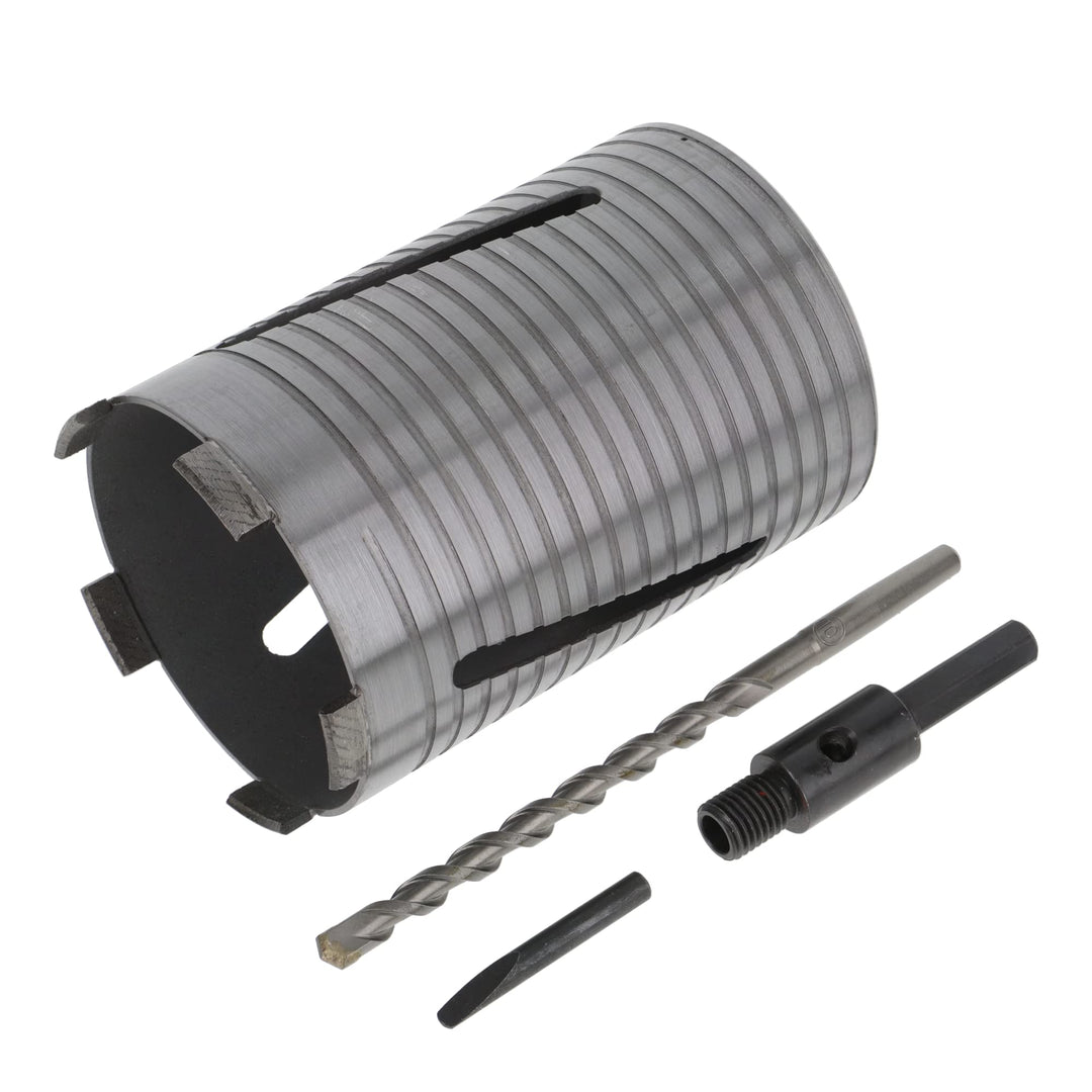 PRODIAMANT Diamant Bohrkrone ø 112mm Nutzlänge 150mm mit 6-Kant Adapter lasergeschweisst für trocken