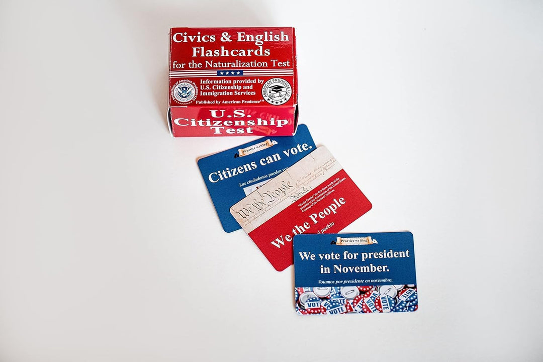 Civics and English Flashcards to Study for The US citizenship Test with All 100 USCIS Illustrated Qu