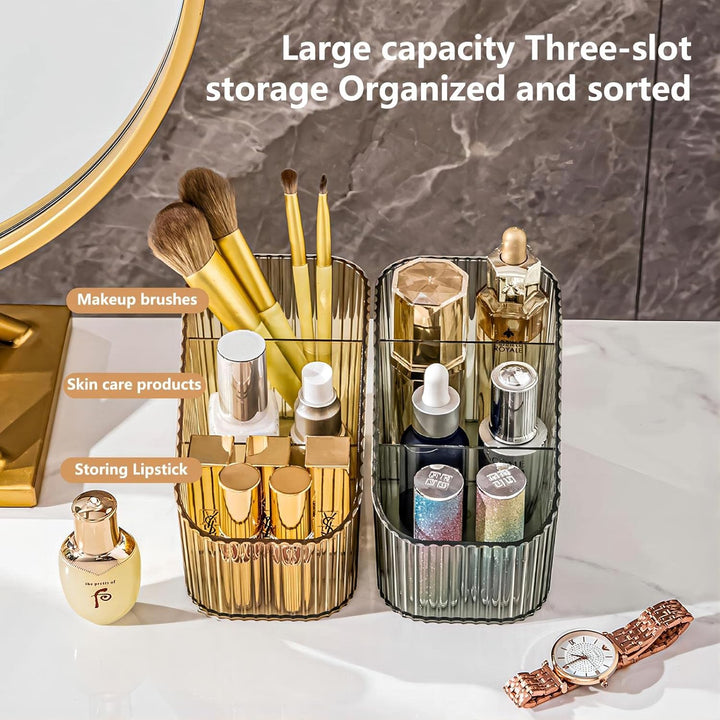 DASITON Make up Organizer,Kosmetik Organizer mit 3 Fächern,Acryl Kosmetik Aufbewahrung mit Grosser K