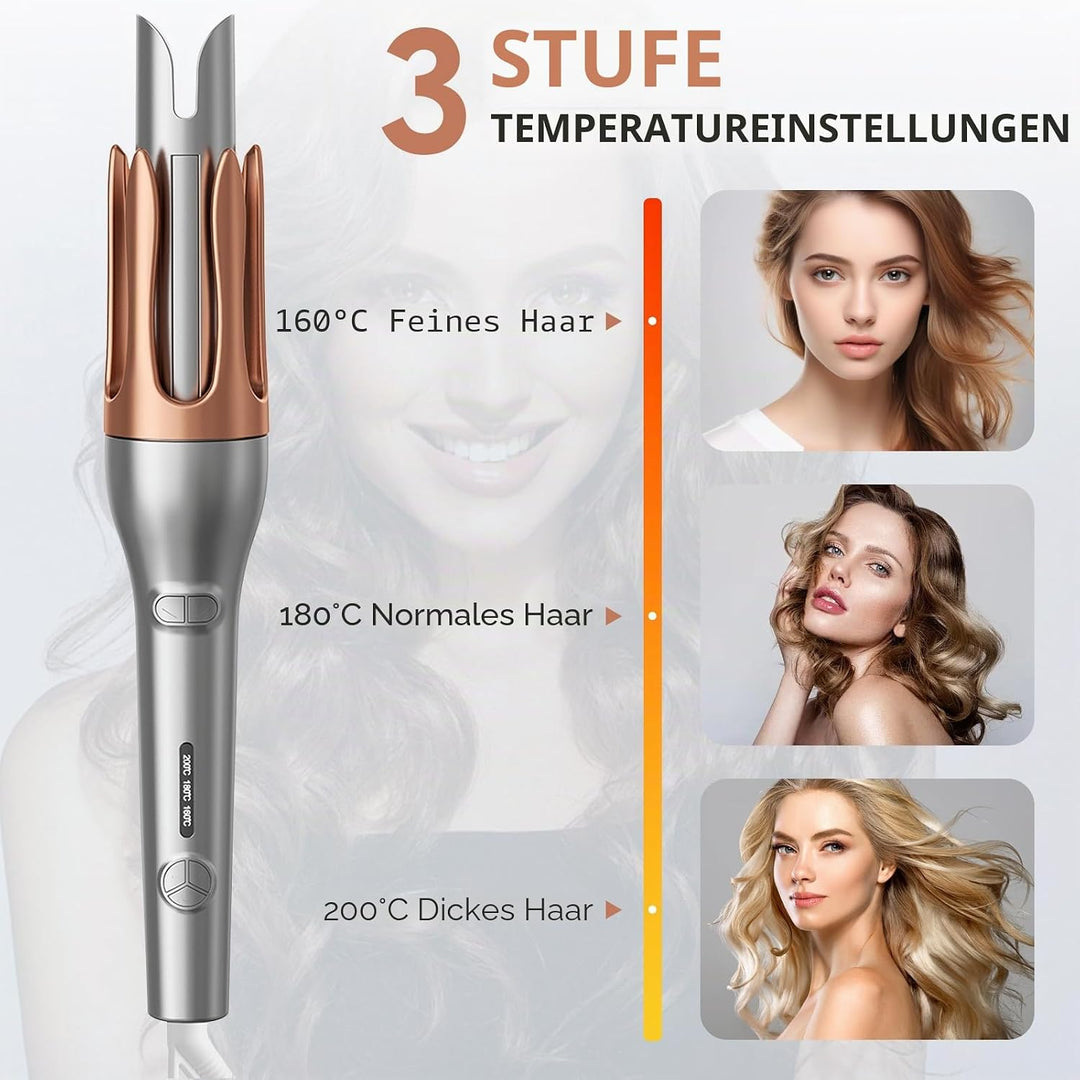 Automatischer Lockenstab mit 3 Temperatureinstellungen, Lockenstab Grosse Locken 32mm, Schnellaufhei