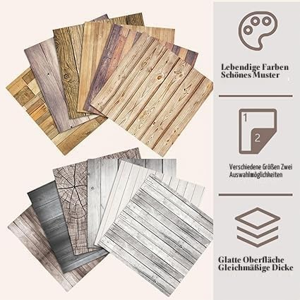 48 Blätter Scrapbook Papier 30x30 cm Dekoratives Craft Papier mit Holz Texturen und Muster für DIY H