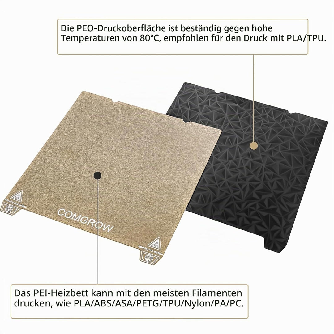 Ender 3 V3 SE Doppelseitiges PEO/PEI Blatt, glattes PEO und strukturiertes PEI magnetisches beheizte