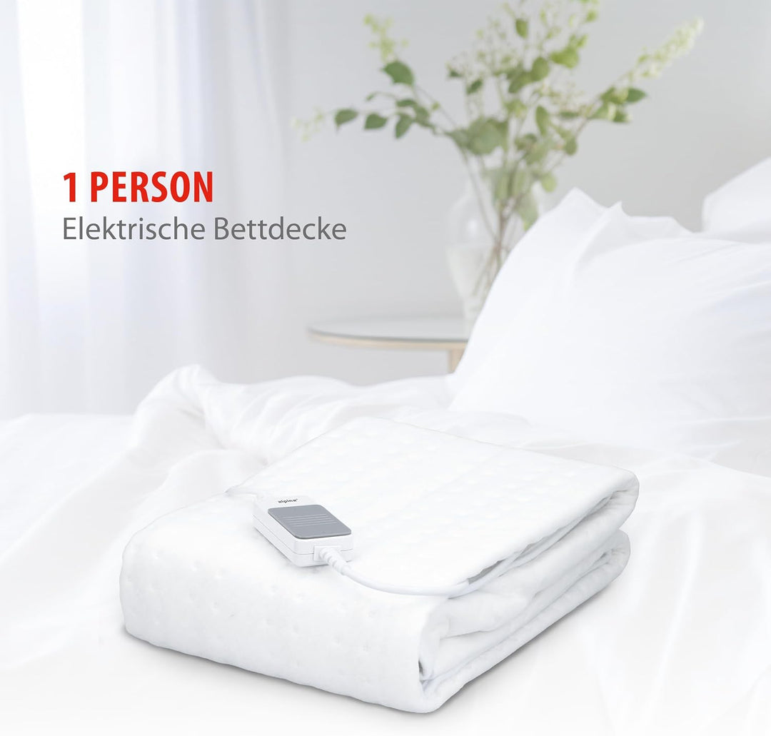 alpina Heizdecke - Wärmedecke 80 x 150CM - Wärmeunterbett 60W - Beheizbare Decke mit 3 Wärme-Einstel