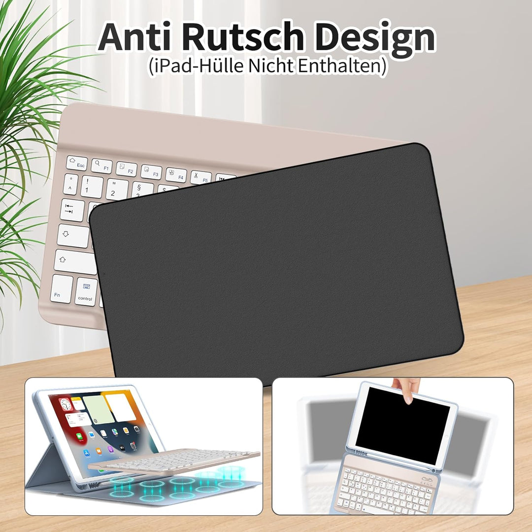 aoub Kabellose Tastatur mit deutschem QWERTZ Layout für iPad Pro/Air/Mini/iPad 11/10,9/10,5/10,2/9,7