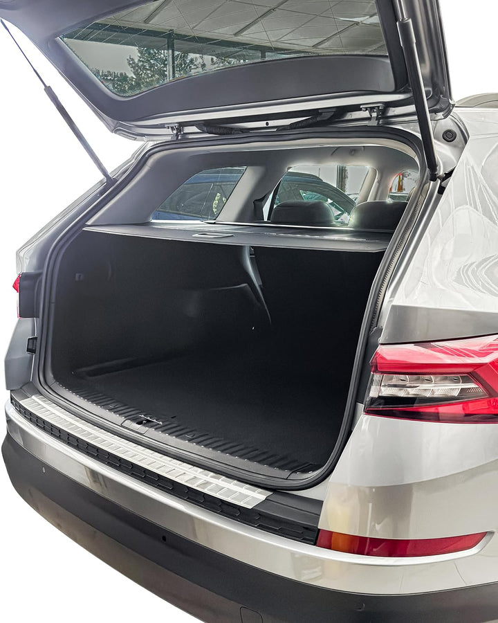 RECAMBO Ladekantenschutz Edelstahl matt gebürstet mit Textur - kompatibel für Skoda Kodiaq I - BJ 20