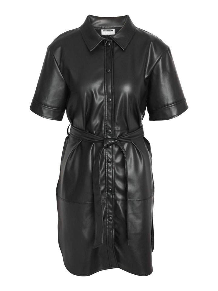 MAMALICIOUS Damen Nmandy Pu 2/4 Shirtdress Noos S Schwarz, S Schwarz