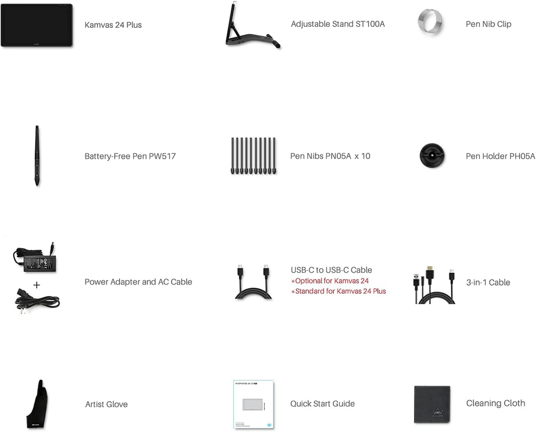 HUION Kamvas 24 Plus 2.5K QHD Grafiktablett mit Display, 140% sRGB Volllaminierter QD-Zeichnungsmoni