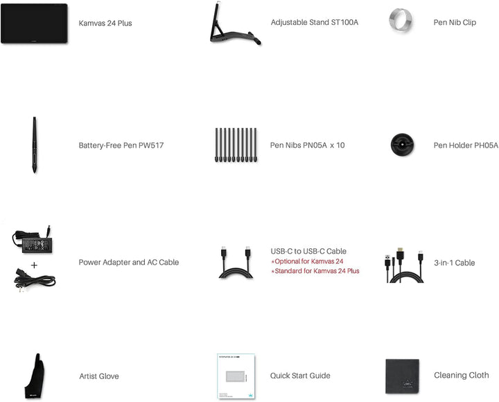 HUION Kamvas 24 Plus 2.5K QHD Grafiktablett mit Display, 140% sRGB Volllaminierter QD-Zeichnungsmoni