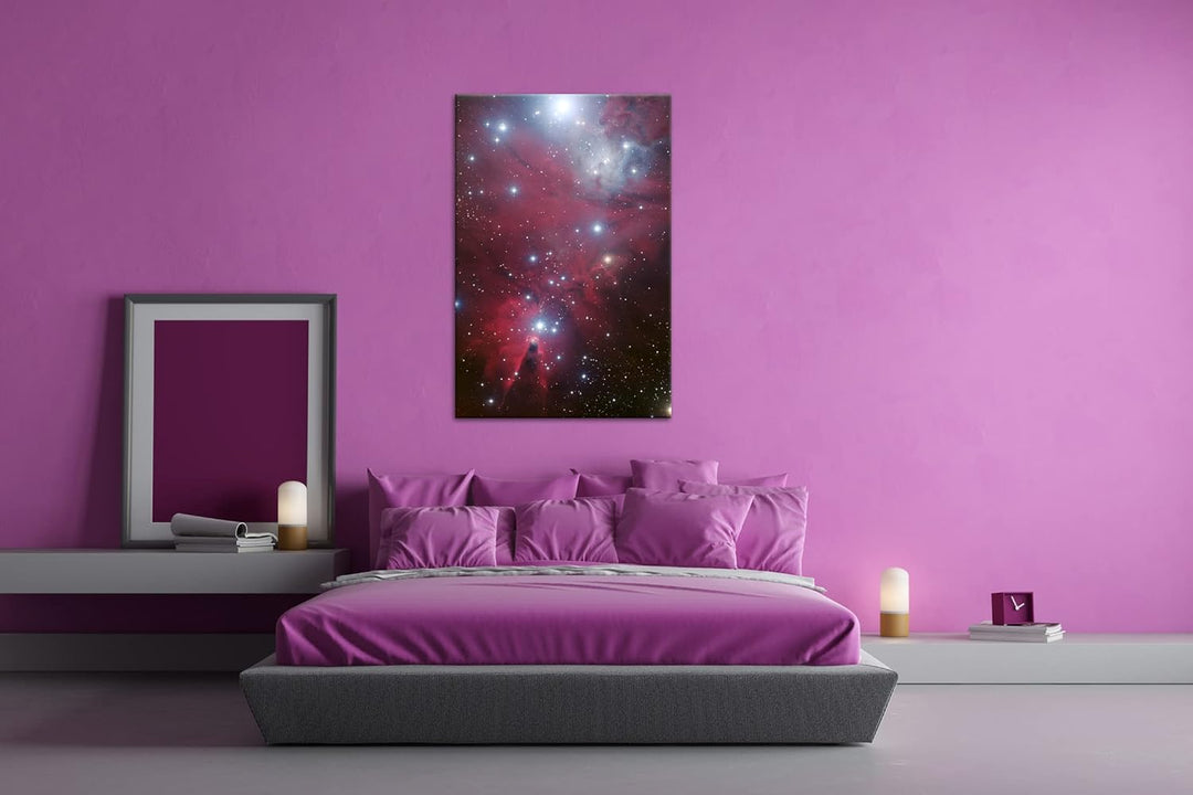 deyoli hell leuchtende Sterne Format: 80x60 als Leinwand, Motiv fertig gerahmt auf Echtholzrahmen, H