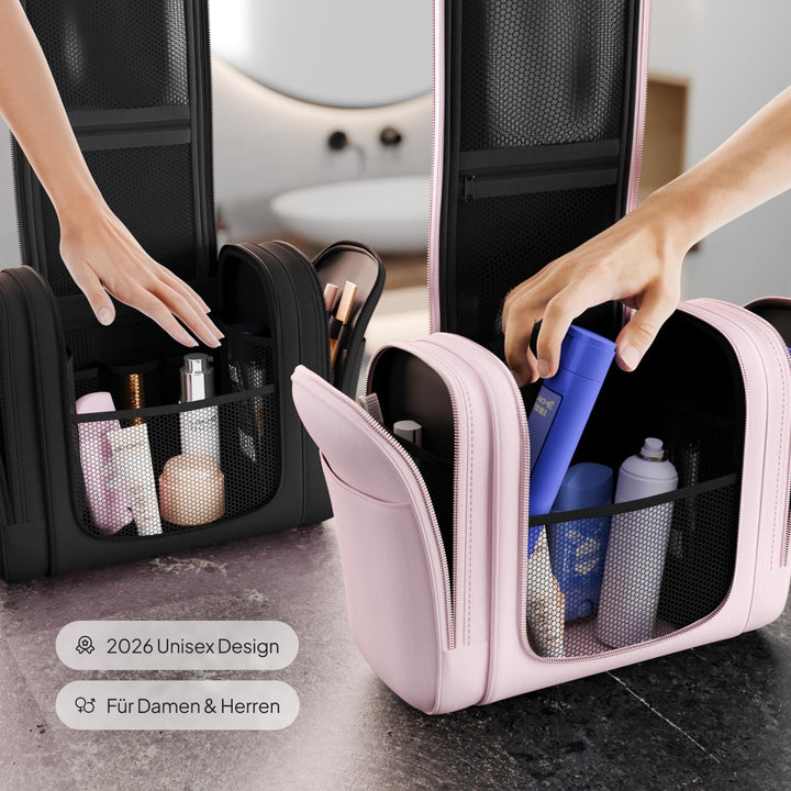 VanLindson Kulturbeutel XXL, 9 Liter Stauraum, 3-in-1 Kulturtasche zum Aufhängen für Damen, Herren u