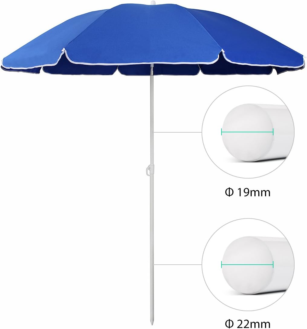 Sekey 160 cm Sonnenschirm Strand mit Schutzhülle für Balkon Garten & Terrasse Neigungswinkel und Höh