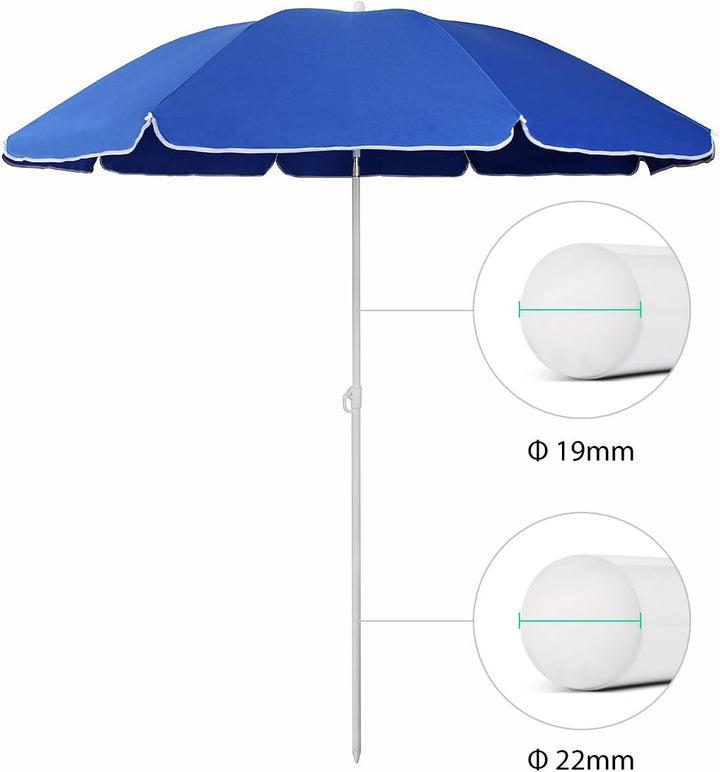 Sekey 160 cm Sonnenschirm Strand mit Schutzhülle für Balkon Garten & Terrasse Neigungswinkel und Höh