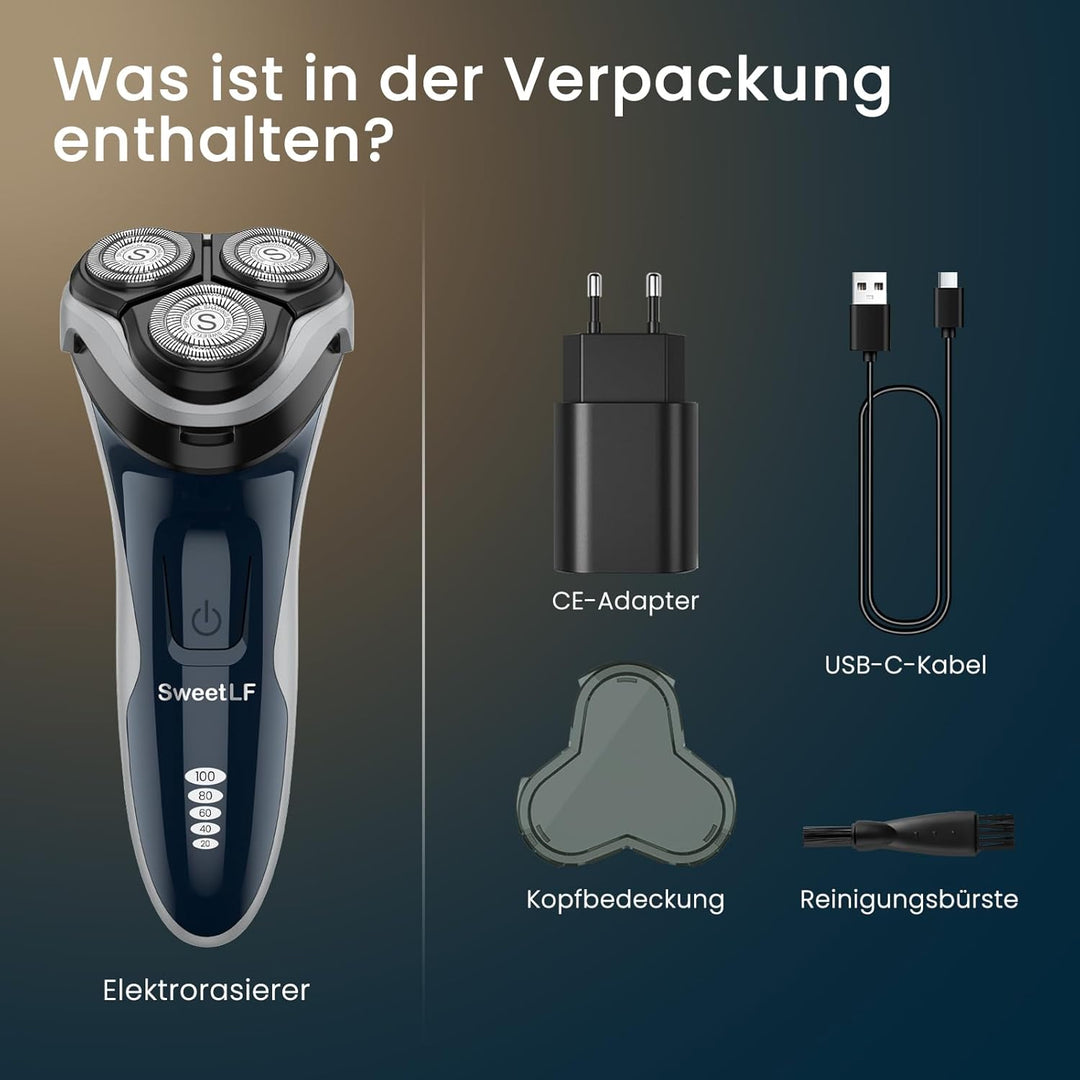 SweetLF [2025 New] Rasierer Herren Elektrisch mit Präzisionstrimmer Bartschneider Nass- & Trockenras