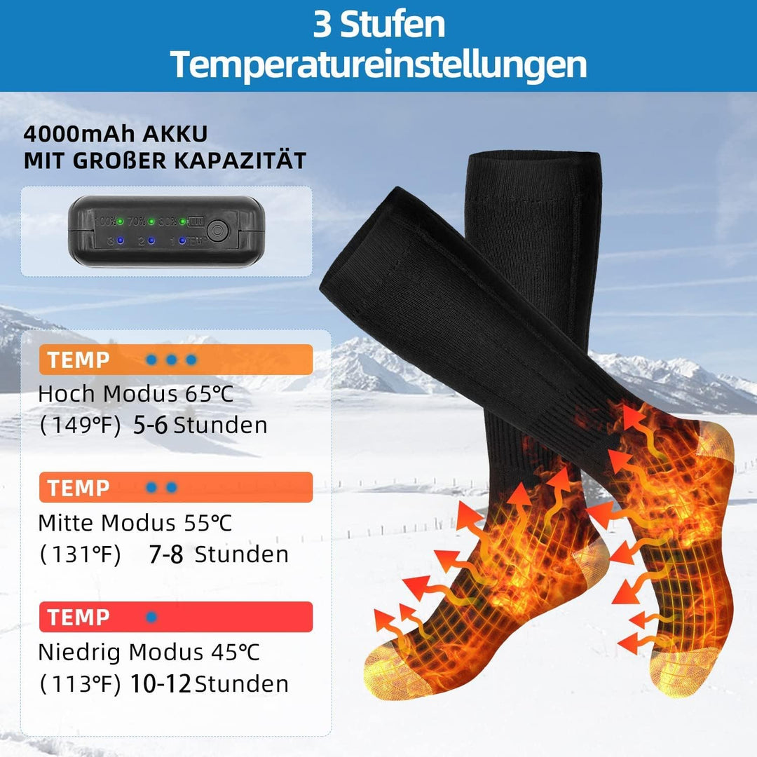 Beheizbare Socken, 5000mAh Beheizte Socken Herren Damen Wiederaufladbare Batterien Elektrische Warme