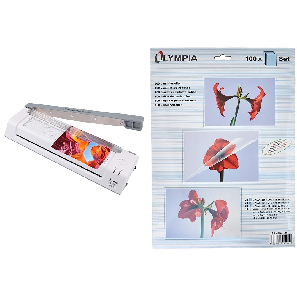 Olympia A 350, Kombi Laminier- und Schneidegerät für A3, 75/80-125 Micron, 3130 & Laminierfolien-Set