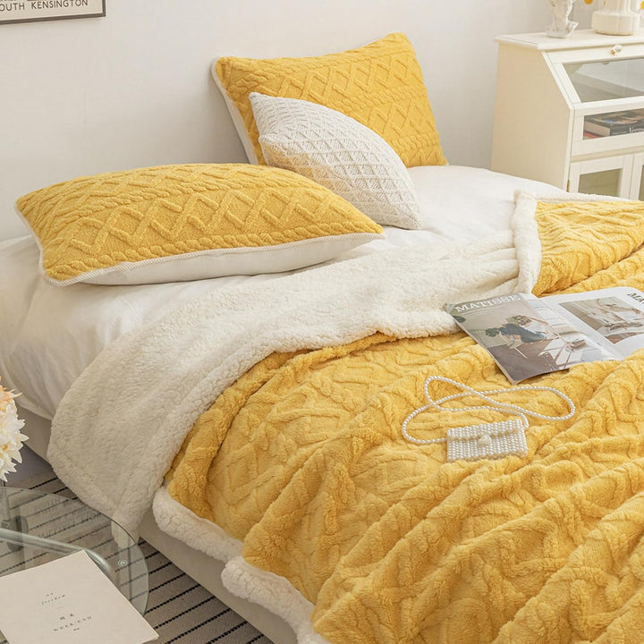 QOFLY Premium Sherpa Wohndecke Decke 150x200 cm Fleecedecke - Wohn- & Kuscheldecke - Wohndecke Flaus