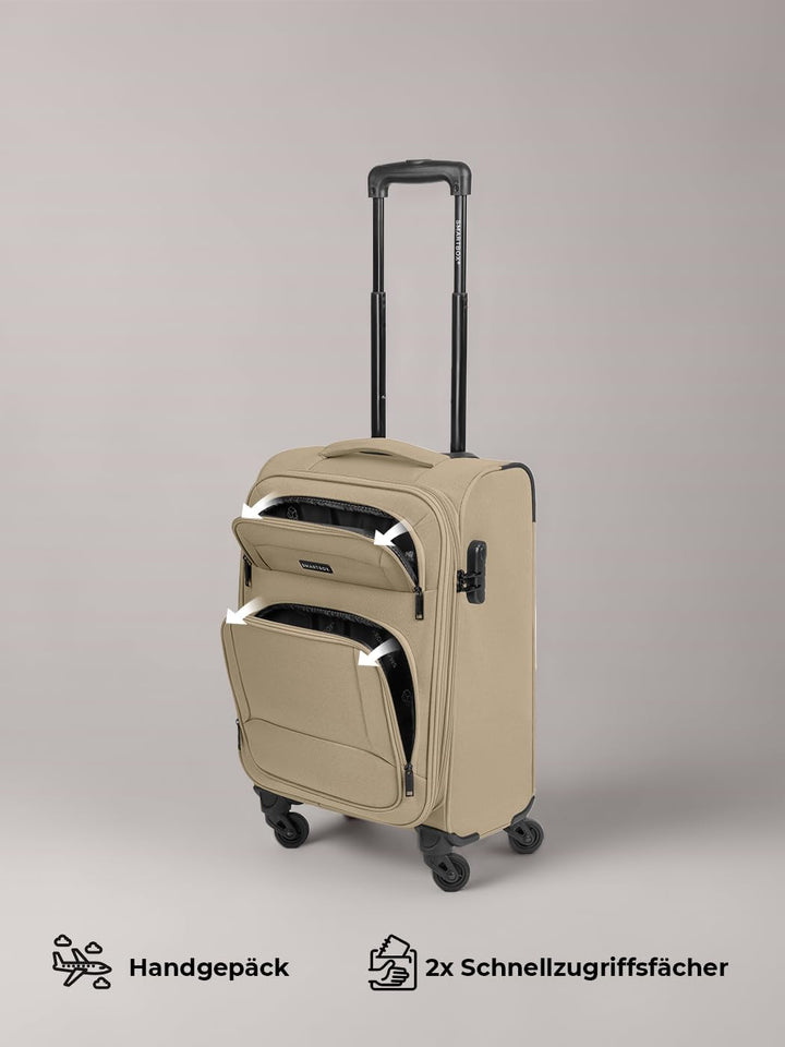 SMARTBOX Weichgepäck Kabinen-Koffer für Damen & Herren | Kleiner Cabin-Trolley 36 x 23 x 57 cm | 4 R