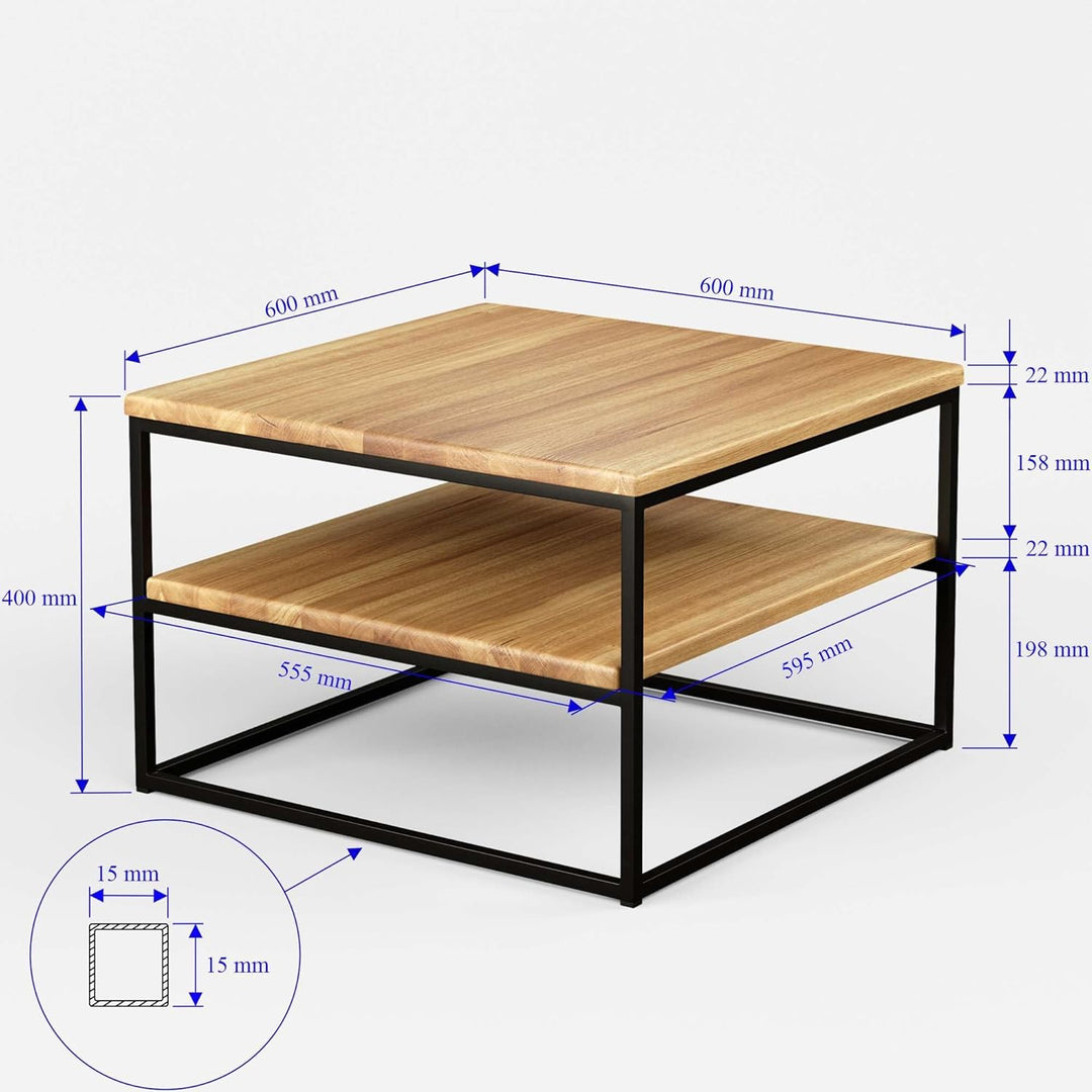 1 Original BestLoft® Couchtisch Boston Beistelltisch Industriedesign Loft (Eiche Hell + Gestell Weis