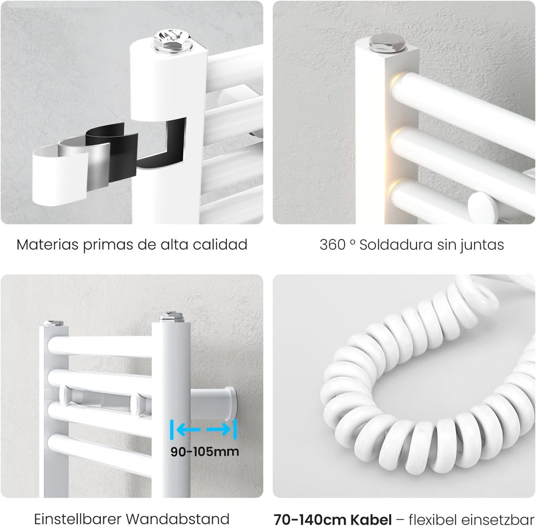 Heilmetz Smart WiFi Badheizkörper Elektrisch 70x40cm Elektrischer Handtuchtrockner mit Thermostat un