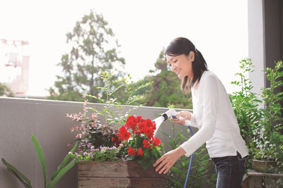 TAKAGI Kompakt-Brause | Giessbrause | 4 Sprüharten | 100% dicht & tropfsicher | Gartenbrause | Blau/
